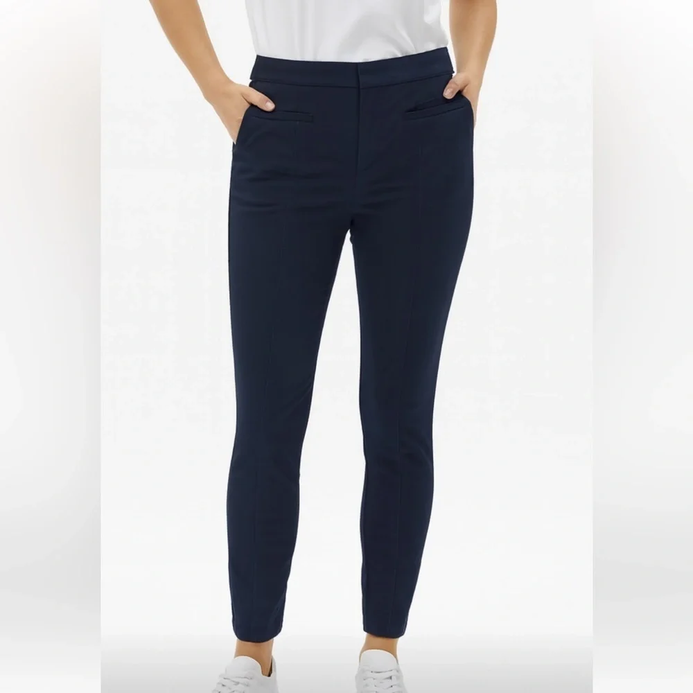LOFT Dark Blue Trousers straight leg style pockets in front and back women’s 12 - Picture 1 of 13